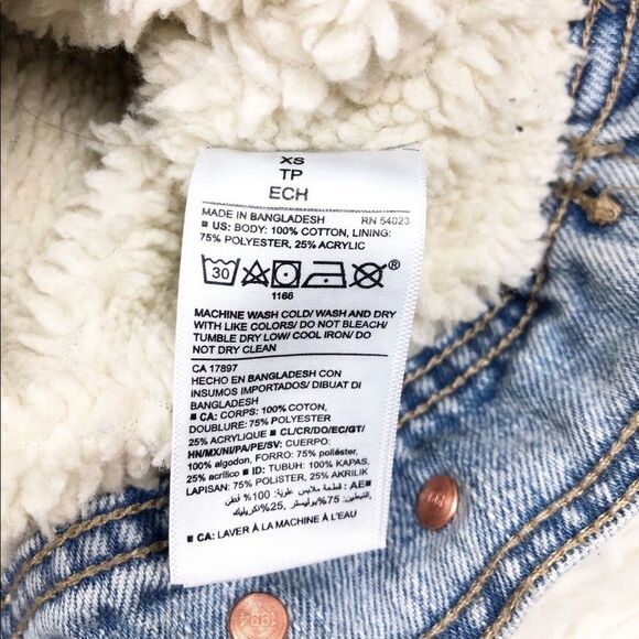 Old Navy Light Wash Denim Jean Sherpa Jacket XS - Picture 6 of 6